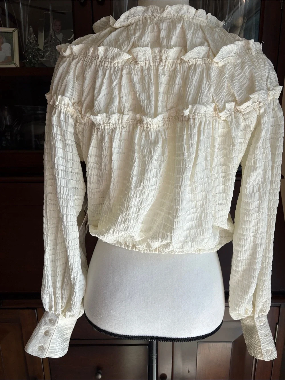 NWT Free People Hailey Ivory Blouse Long Sleeve Crop XS